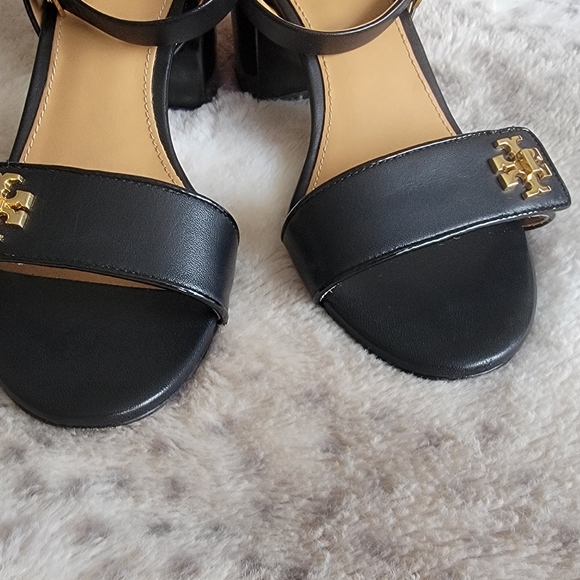 Tory Burch Black Kira Block Heel Calf Leather Sandals, Size 6.5 - Picture 6 of 14